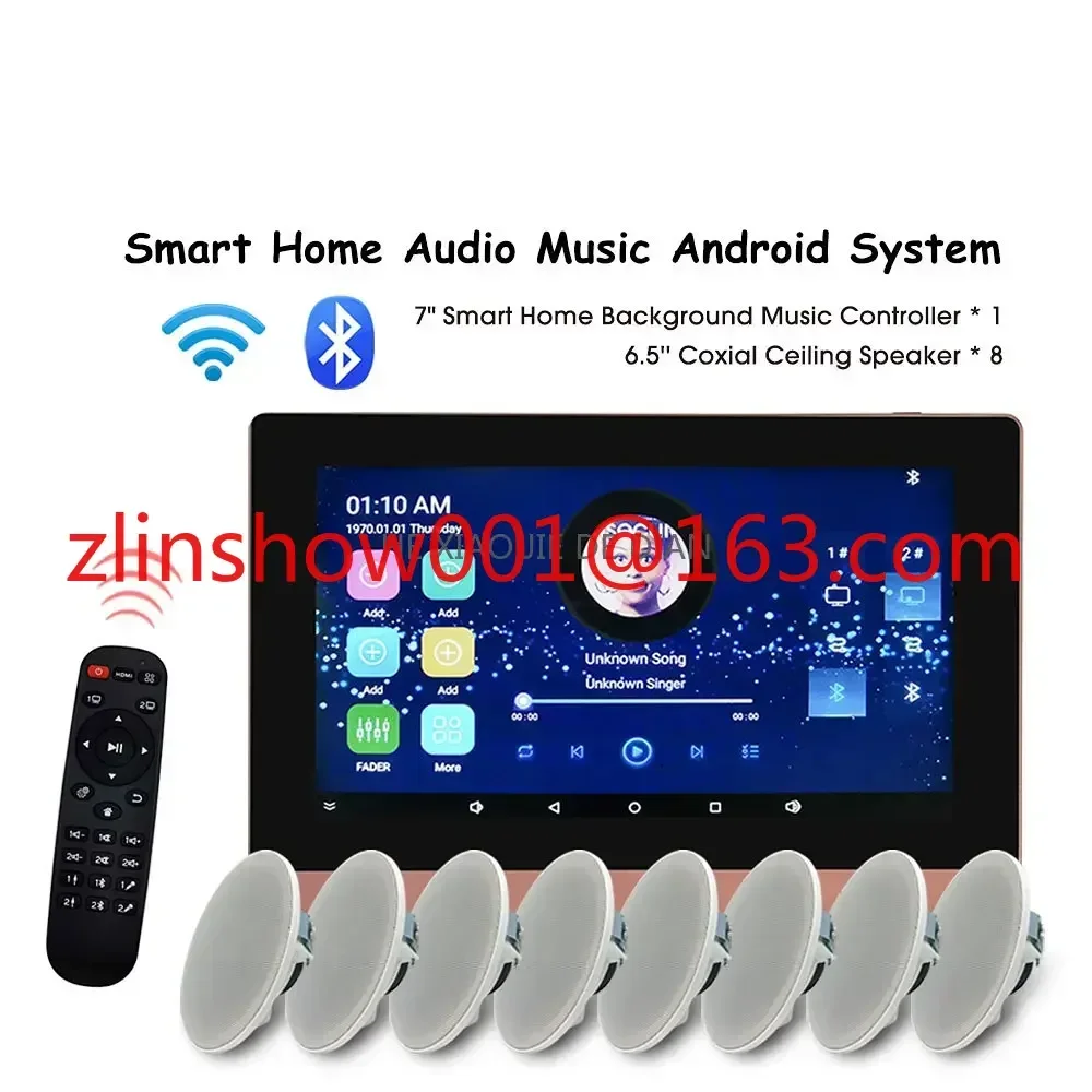 Bluetooth-compatible WiFi Wireless Touch Screen Wall Amplifier Android Audio Ceiling Speaker Smart Home Theater System Full Set