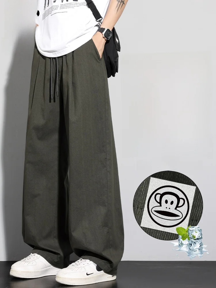 

Мужские повседневные брюки Paul Frank: Новинка лета, свободный крой, спортивные, прямые штанины, смесь хлопка, полиэстера и спандекса