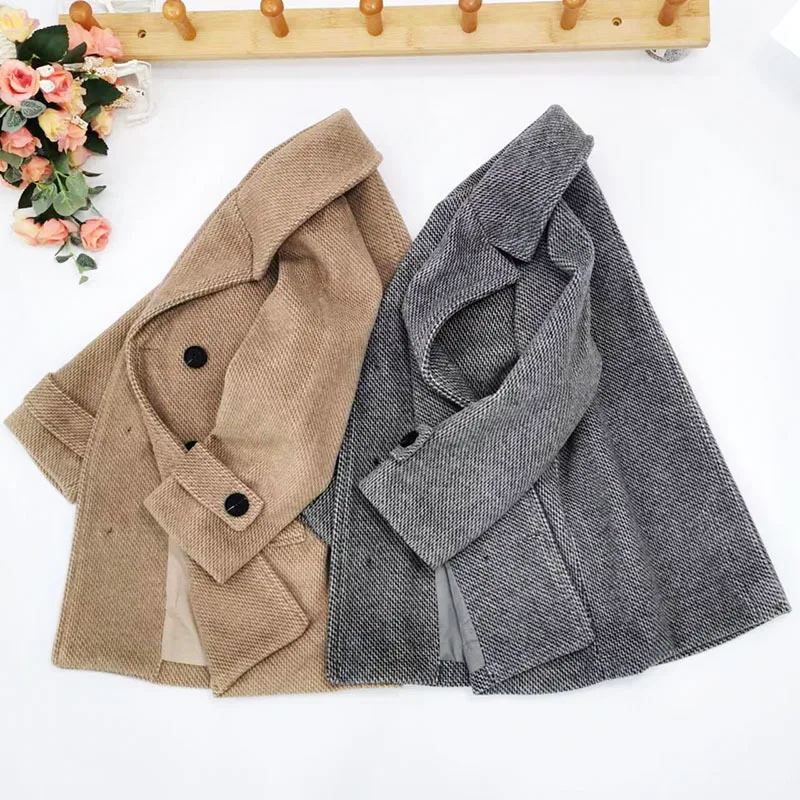 Children Windproof Outdoor Jacket Boys Khaki Winter Warm Wool Coat 3-15Y Teenager Kids Birthday Party Photography Woolen Coat