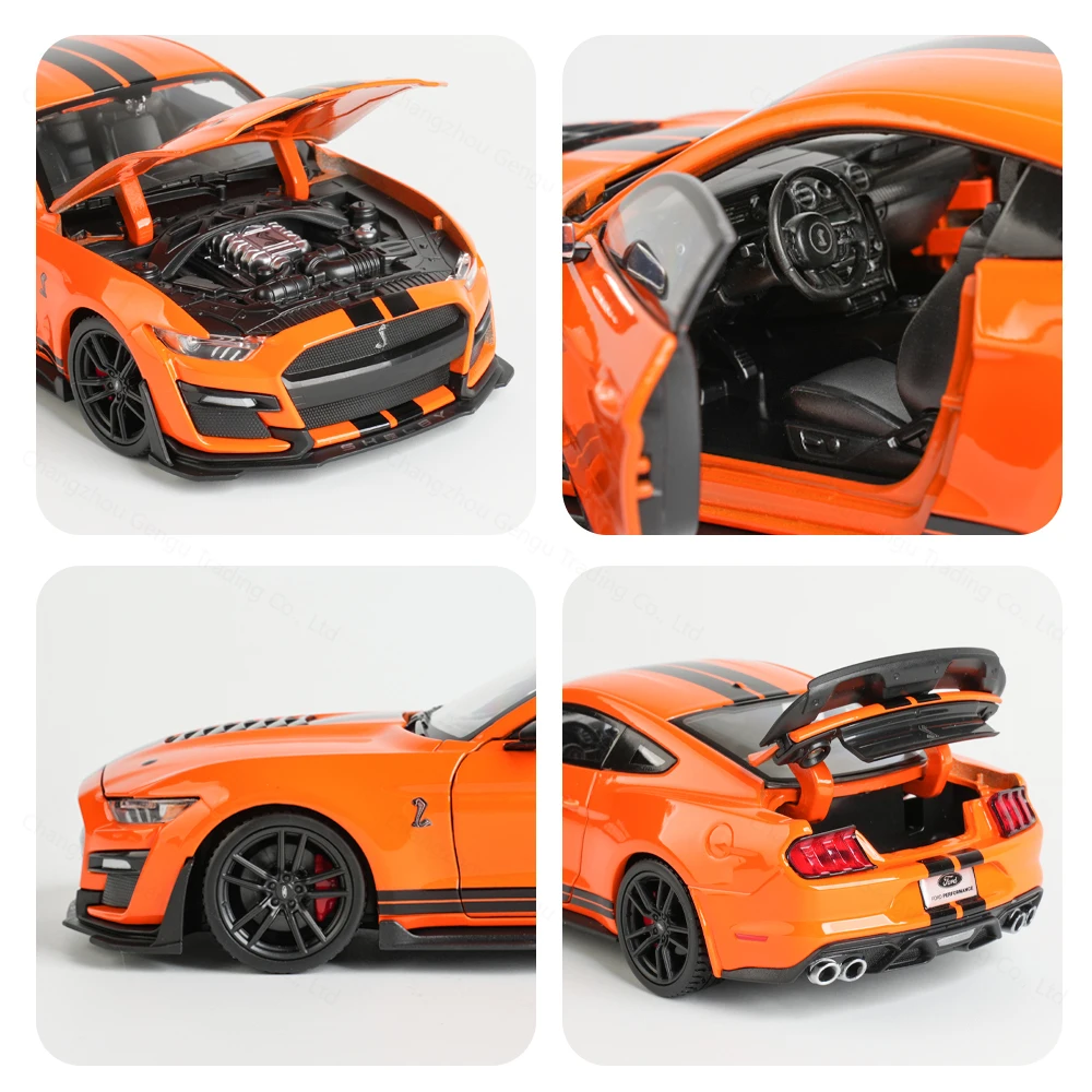 Maisto 1:24 2020 Mustang Shelby GT500 Laranja Estático Die Cast Veículos Modelo Colecionável Carro Brinquedos Coleção de Presentes