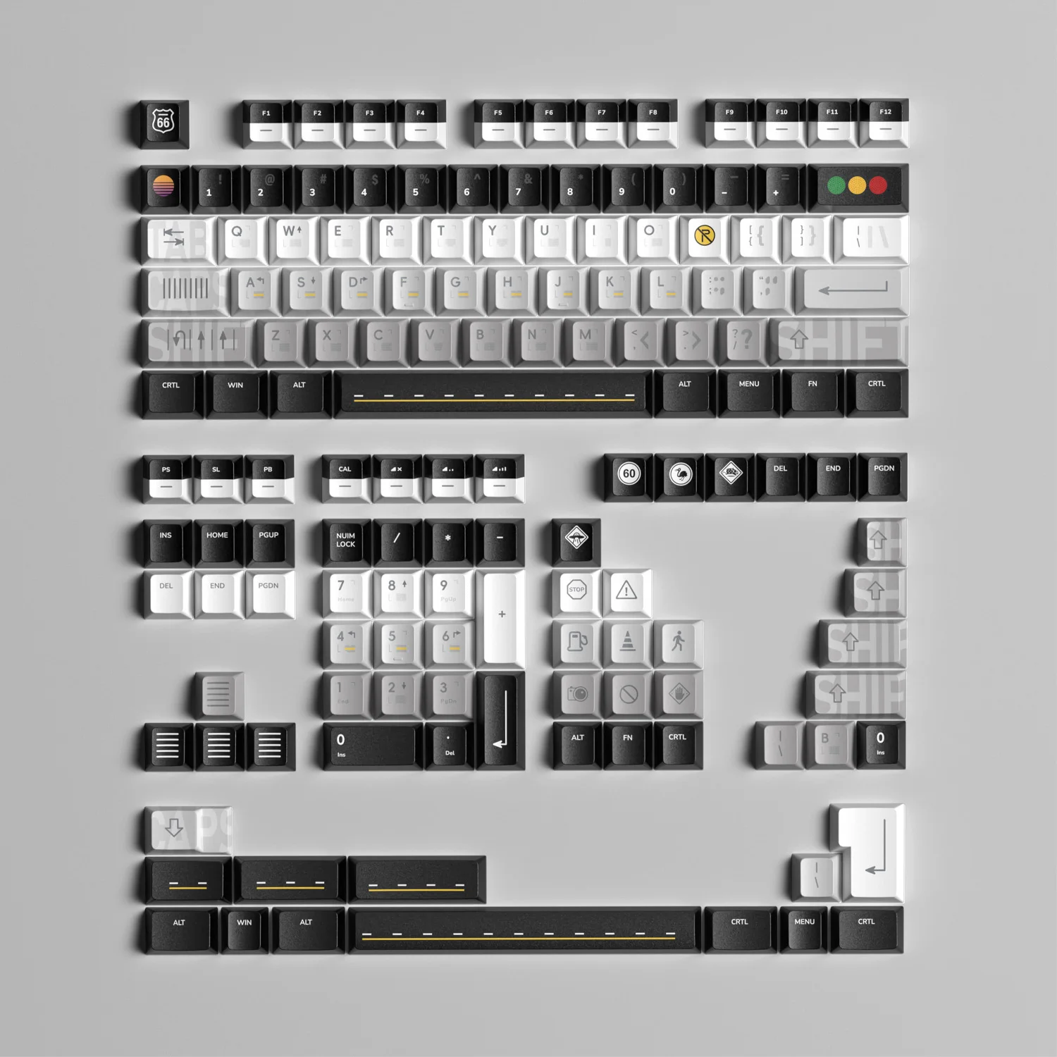 

Тематические колпачки для клавиш «Highway», сублимационная клавиша из ПБТ, оригинальные колпачки для клавиатуры на заказ