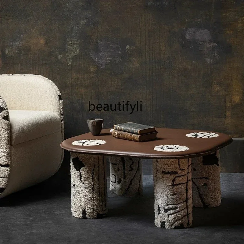 LS 27Nordic ins طاولة القهوة الخشبية الصلبة B & B شقة صغيرة الكتابة على الجدران الرياح طاولة القهوة القطيفة غرفة المعيشة، طاولة مربعة