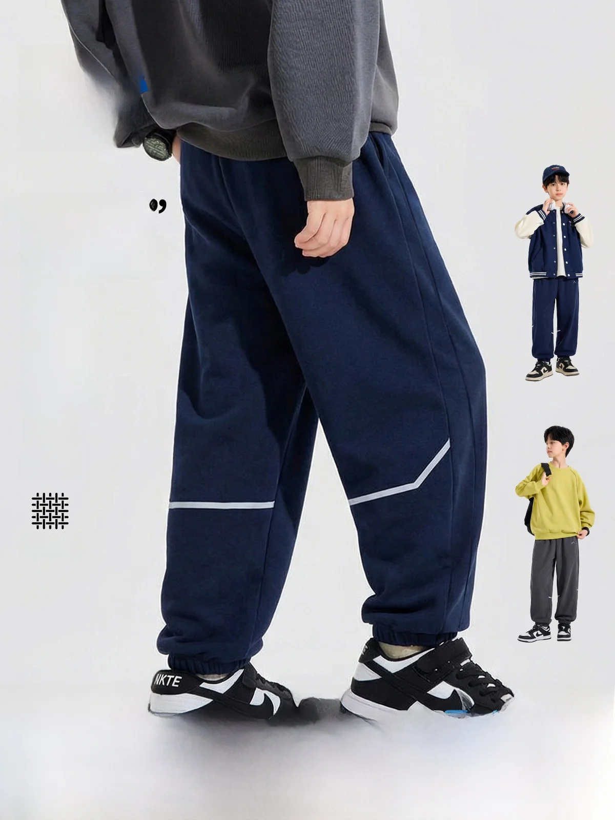 

Bluem Boys' Sports Casual Trousers Spring New Style Teenage Children's Clothing Cotton Polyester Blend Elastic Waistband