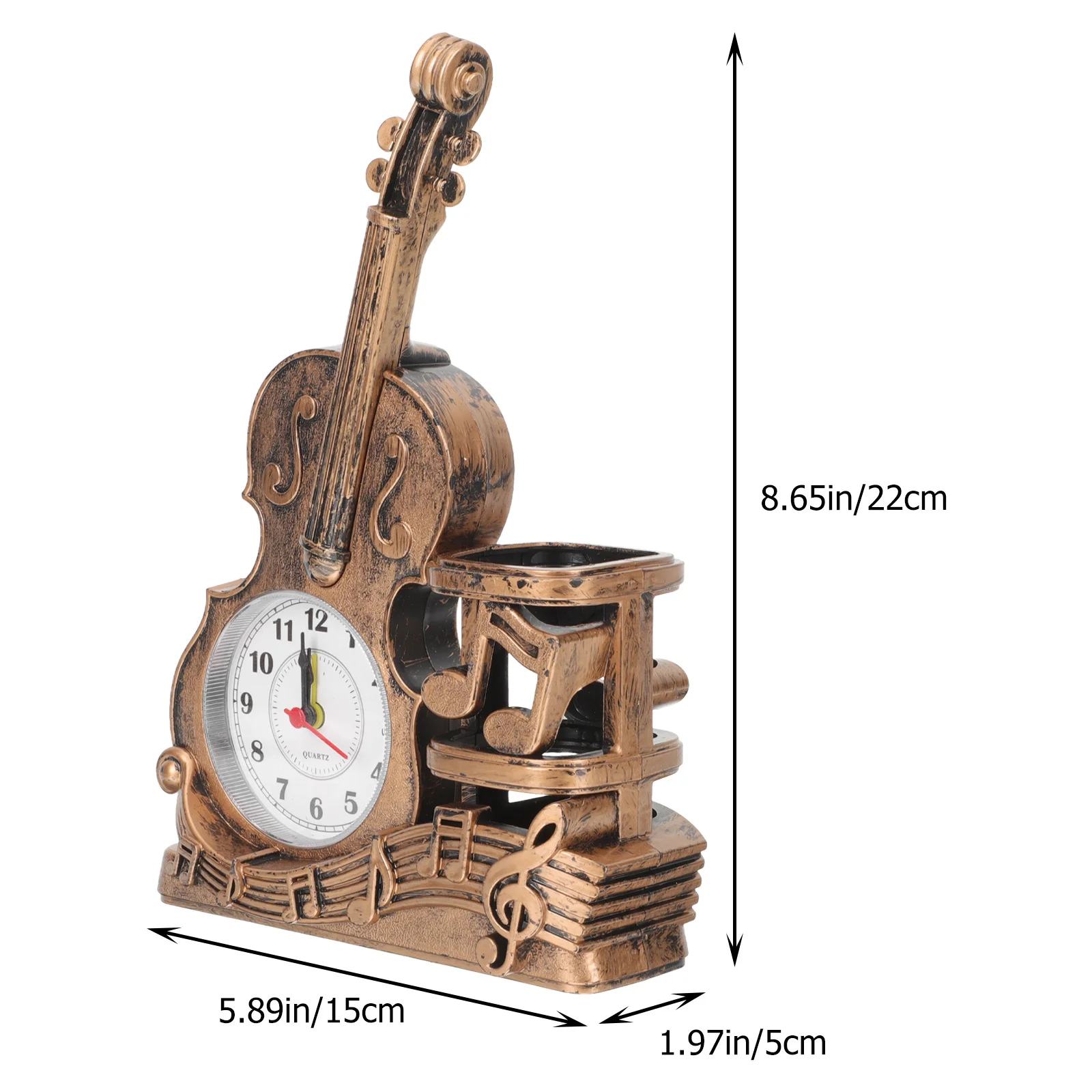 سطح المكتب الكمان ساعة حامل قلم الجدول الديكور مكتب المنزل غرفة الدراسة ساعة تنبيه الكمان فنجر الشريط حامل قلم سطح المكتب #5