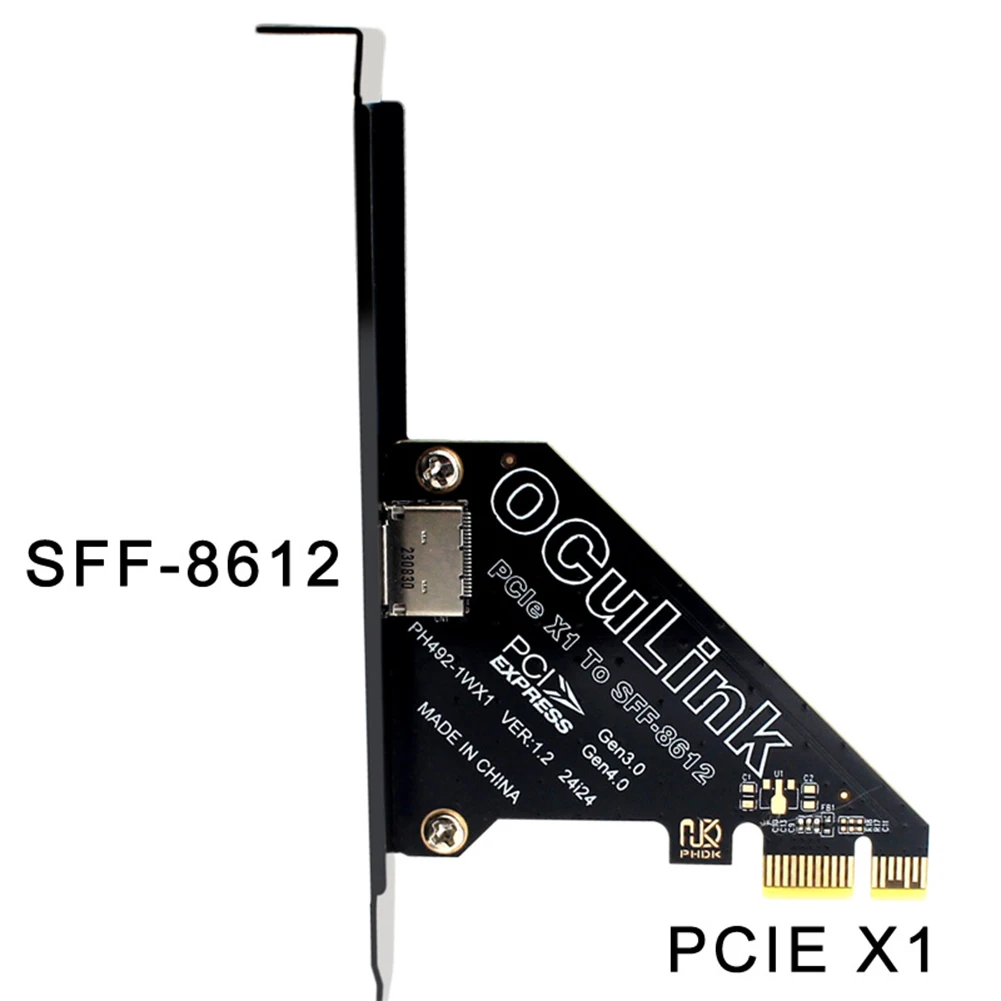 1 PC PCIe Naar SFF 8611 & 8612 Adapterkaart PCIe 4.0X4/X1 Naar Oculink Adapter Ondersteuning PCle4.0 PCIE X4/X1 Naar Oculink SFF-8612 Adapter