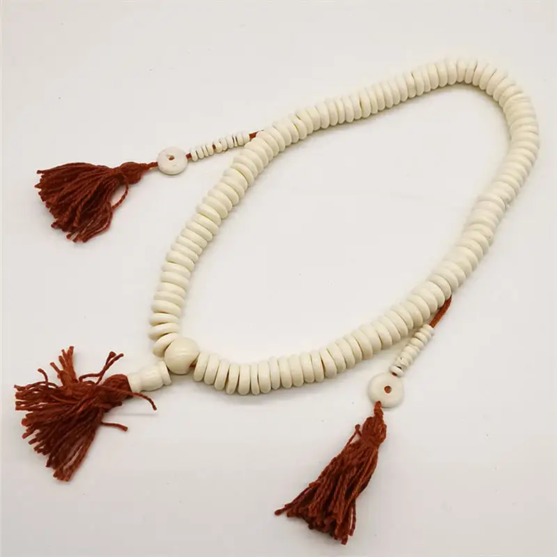 Tibet White Yak Bone Hand-hold 108PCS Prayer Beads Mala Tibetan Buddhist Rosary for Man 10mm 12mm BRO817