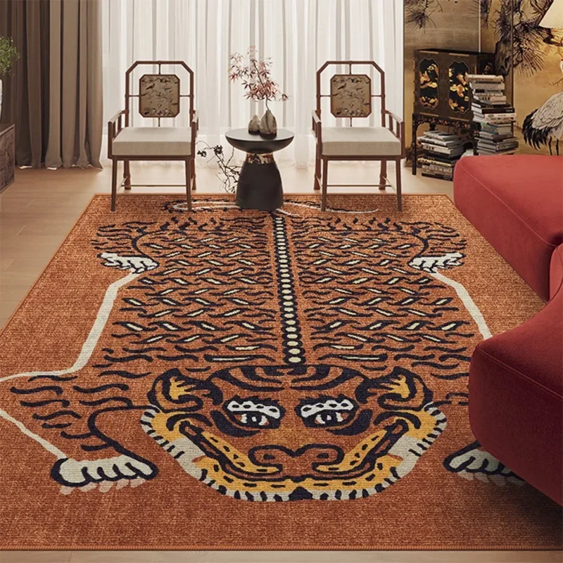 Living Room Carpet Home Decoration Vinntage Tiger Rug Animal Floor Mat Bedroom Bedside Lounge Non-slip Area Rugs Ethnic Retro