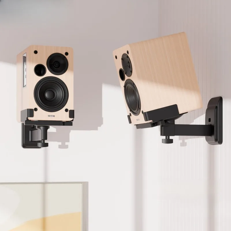 Thickened Steel Adjustable Speaker Wall Mount, Bookshelf Surround Sound Bracket with Hidden Cable Management, Sturdy HiFi Shelf