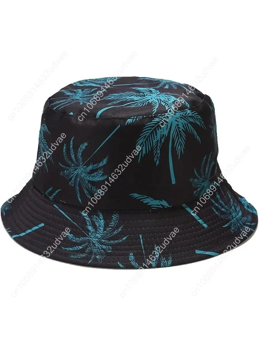 

80s Party Black Blue Tree Series Printing Bucket Hats Unisex Summer Travel Beach Fisherman Cap for Men Women Teens