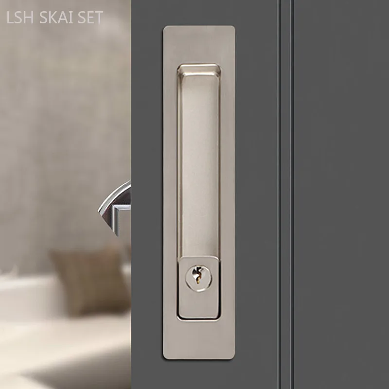 American Wooden Door Square Hook Lock Interior Sliding Door Double Sided Lock Kitchen Bathroom Invisible Portable Door Lock