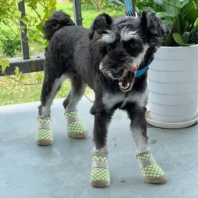 Pet Dog Shoes Summer Dog Shoes Soft Breathable Puppy Mesh Shoes Wear-resistant Mesh Hollow Dog Boots Outdoor Boots