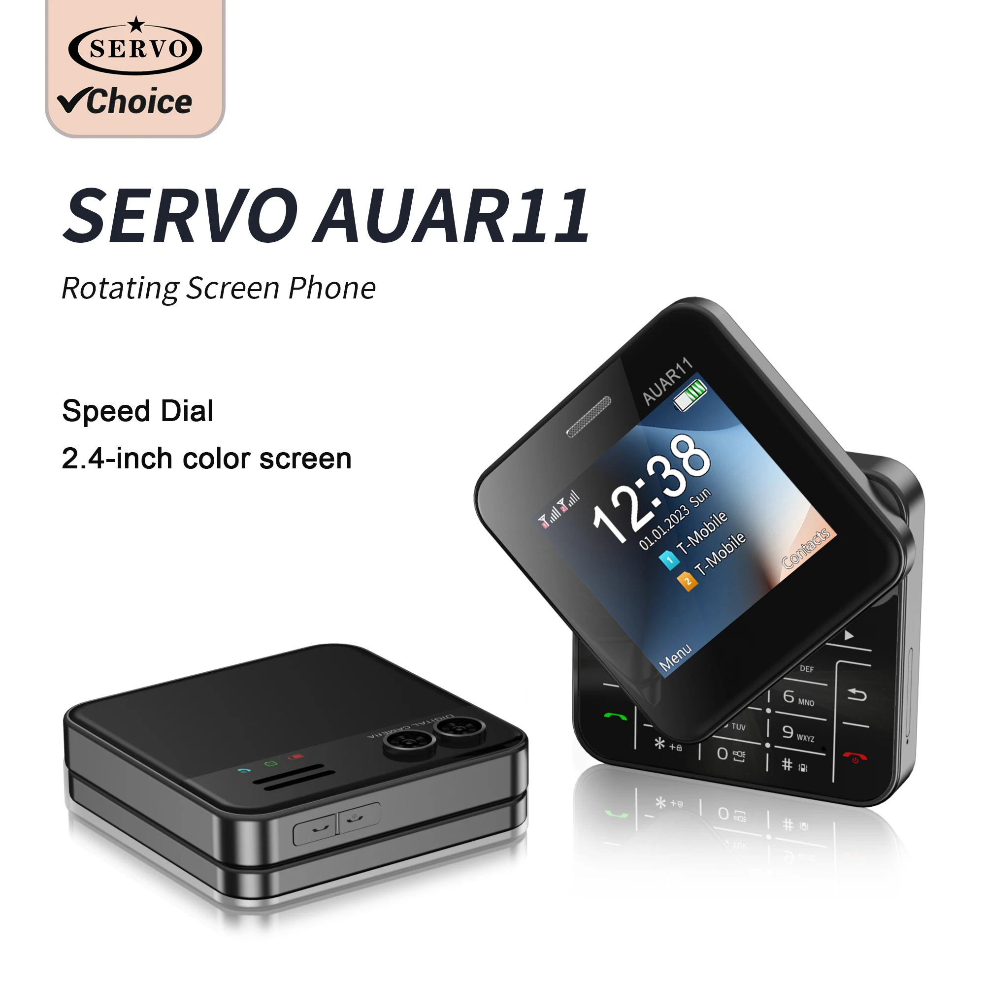 2025 NEW SERVO AUAR11 Rotating Screen Mini Mobile Phone Flashlight Magic Voice 2.4