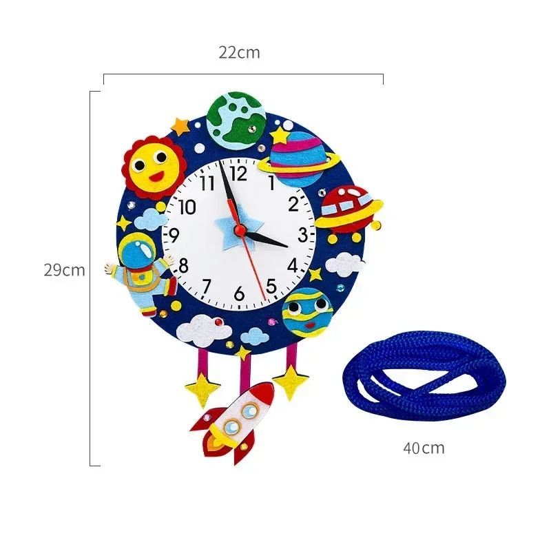 Reloj despertador de colores mezclados, 1 piezas, Kits de Material de tela de fieltro Multicolor, regalos de cumpleaños bonitos, artesanía de interacción entre padres e hijos