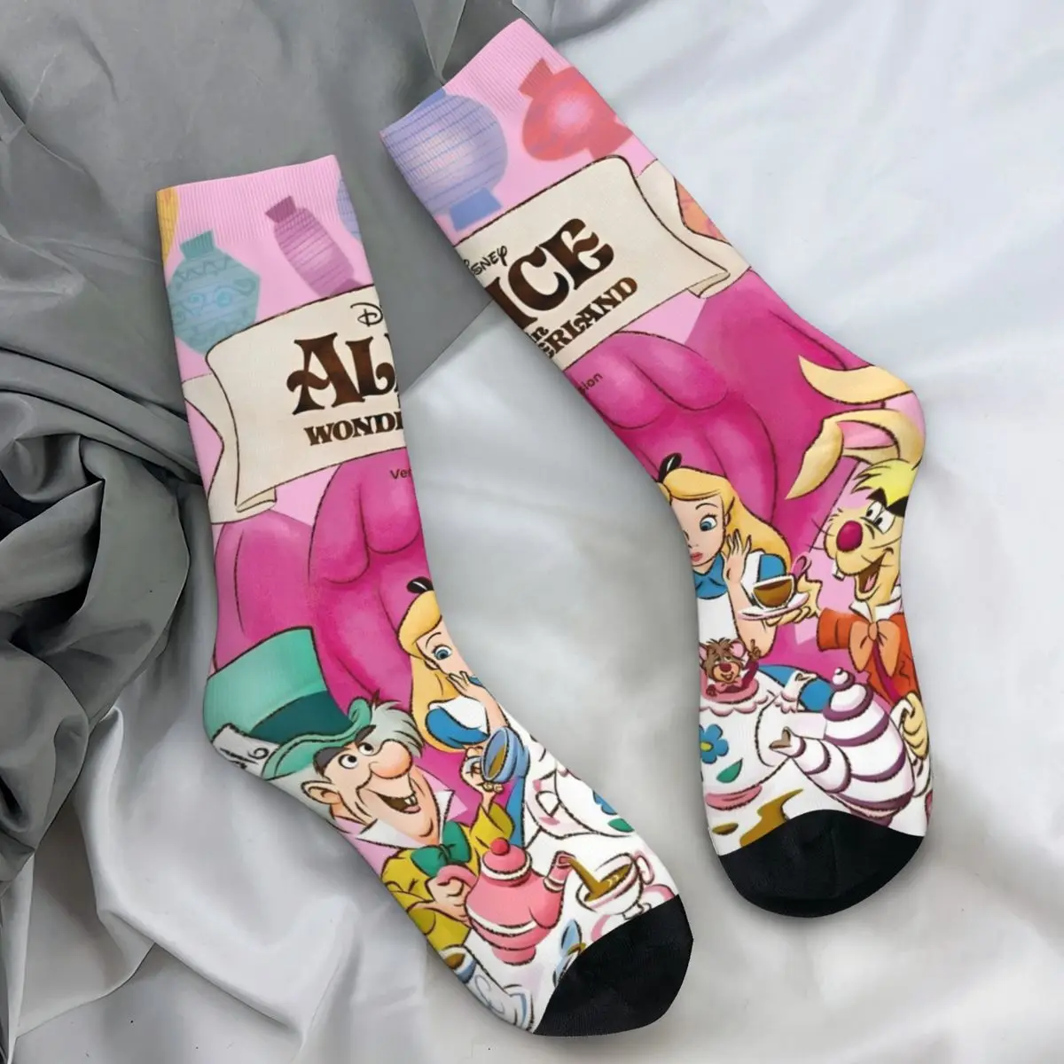 Alice In Wonderland Cheshire Cat Stockings Couple Socks Quality Casual Socks Autumn Cycling Anti Skid Custom Socks Gift