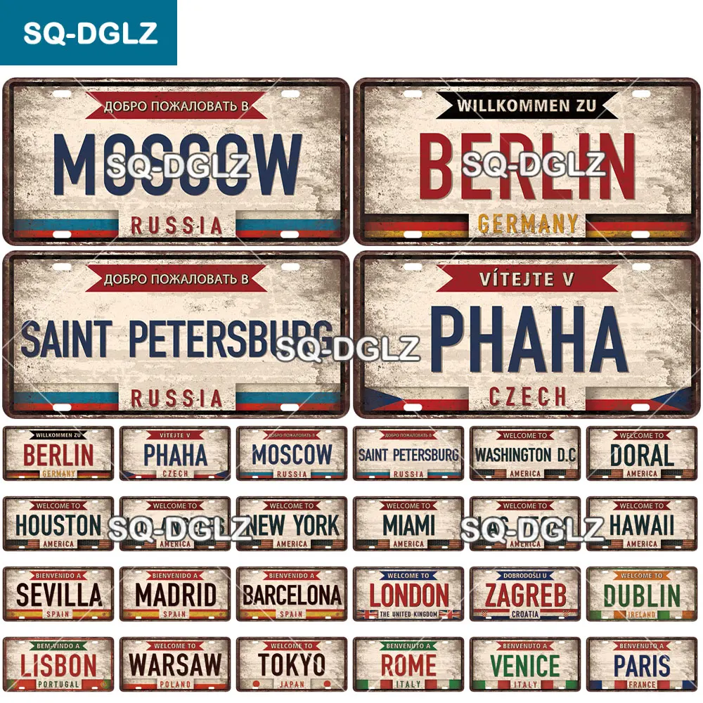 [SQ-DGLZ] Vintage Land Stadt 15x30cm Zinn Zeichen Store Bar Wand dekoration Metall Zeichen Wohnkultur Malerei Plaketten Kunst Poster