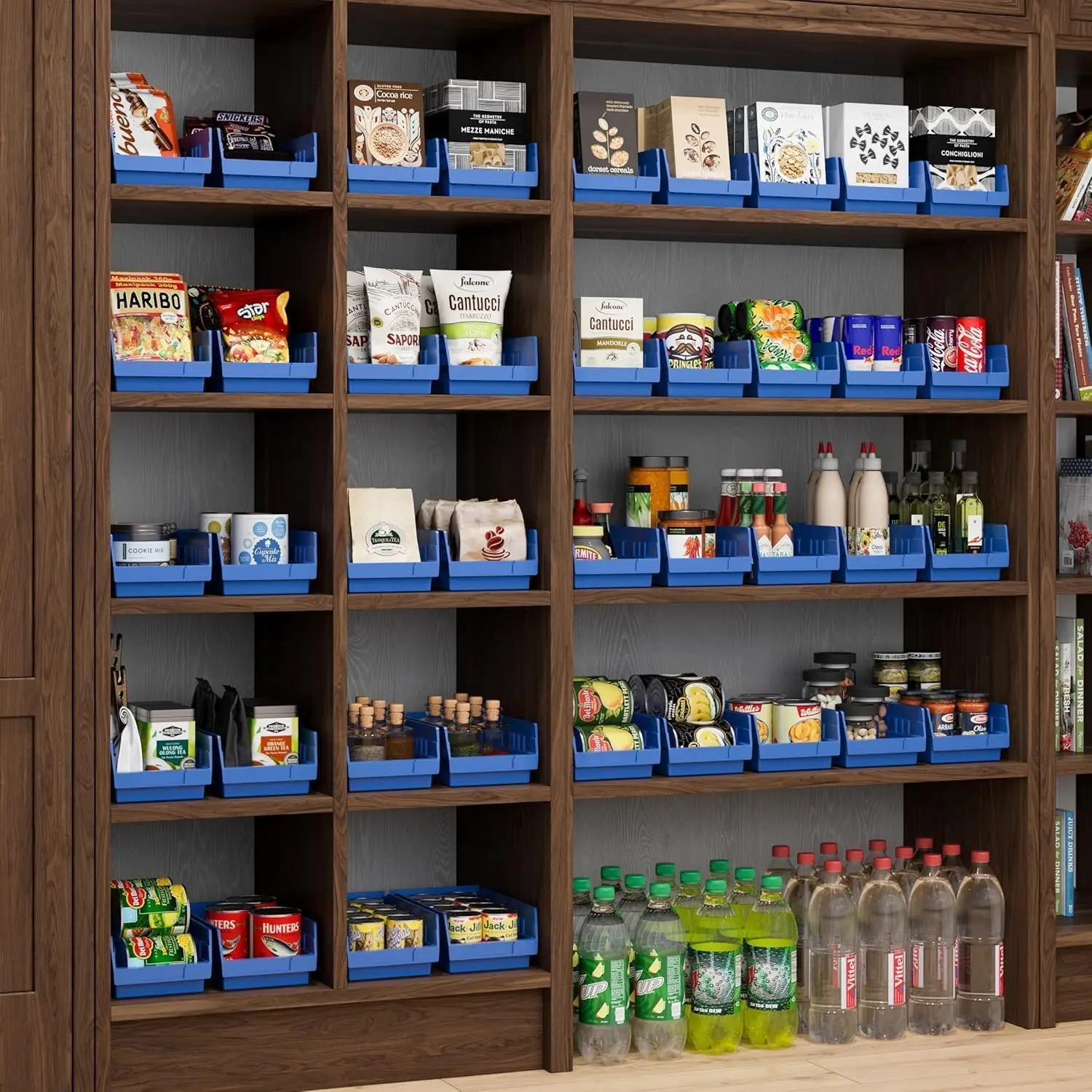 Caixas de Armazenamento de Plástico Reforçado, Pacote com 12, Azul, 12x6.5x4 Polegadas para Organização de Garagem, Armário e Gavetas