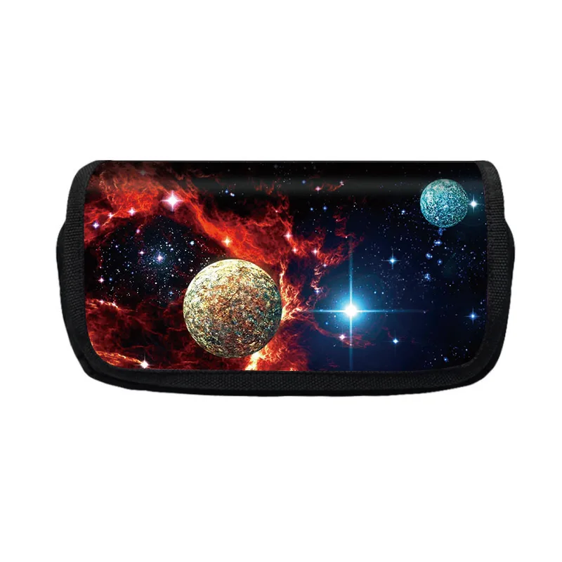 Magic Space Planet Print Cosmetic Case Pencil Bag Multicolor Galaxy Star Moon Pencil Box Stationary Bags School Case Supplies