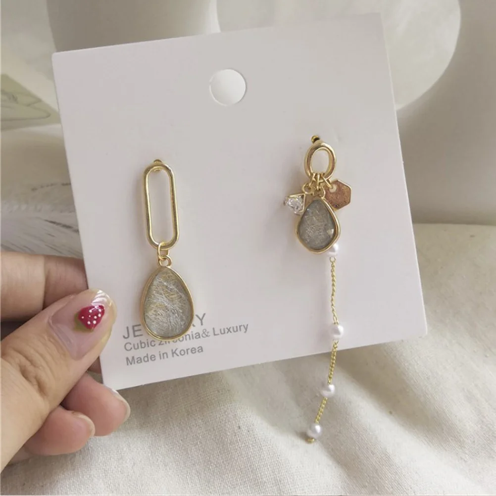 

Long Tassel Earrings Creative Fashion Alloy Asymmetrical Pearl Crystal Decorative Eardrop Jewelry for Women Women Earrings