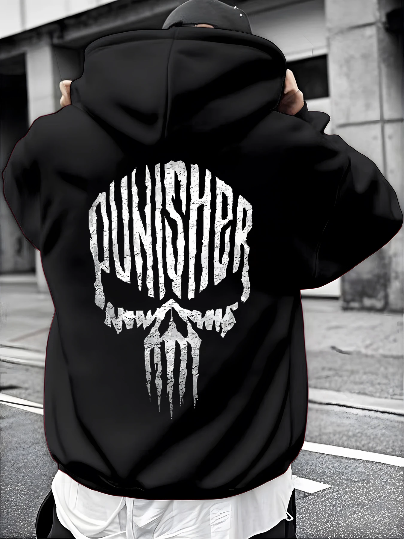 

Мужской Marvel Punisher с эффектом принта черепа, дизайн в повседневной толстовке с капюшоном из 100% хлопка на улице