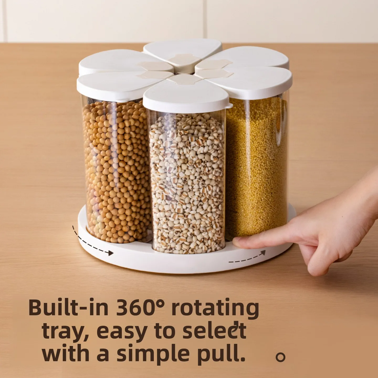 

Роскошная вращающаяся прозрачная банка для хранения продуктов, контейнер для бобов и круп, органайзер для дома, легкоочищаемый.