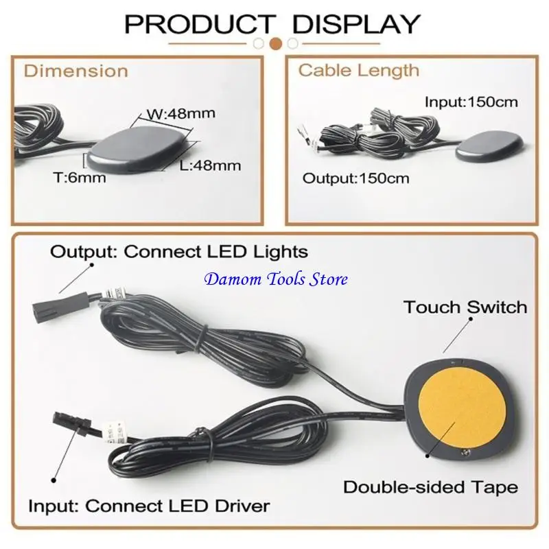57BE اللوحة الزجاجية الخشبية يلمس مفاتيح مفاتيح LED LED خزانة غير مرئية