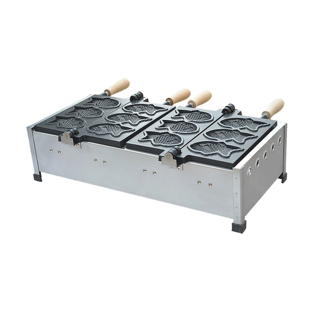 صانع تاياكي من نوع الغاز 6 قطع/آلة وافل السمك/شواية كعكة السمك