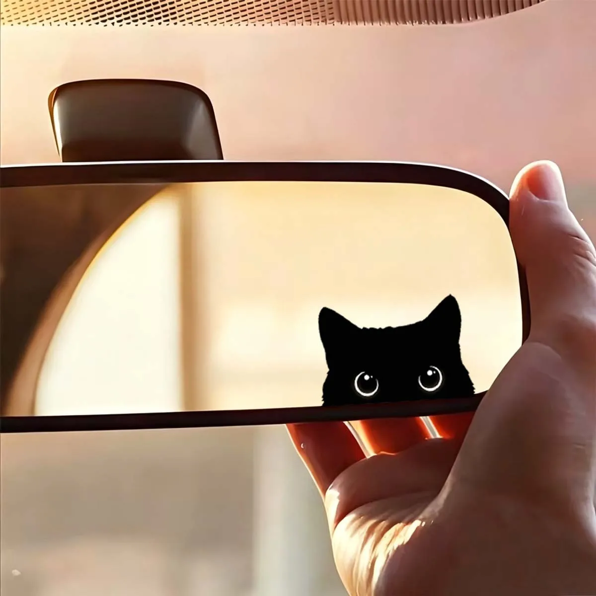 10Pcs Cute Peeking Black Cat Car Decals, Waterproof Rearview Mirror Stickers for Inner & Outer Mirror Window Decor