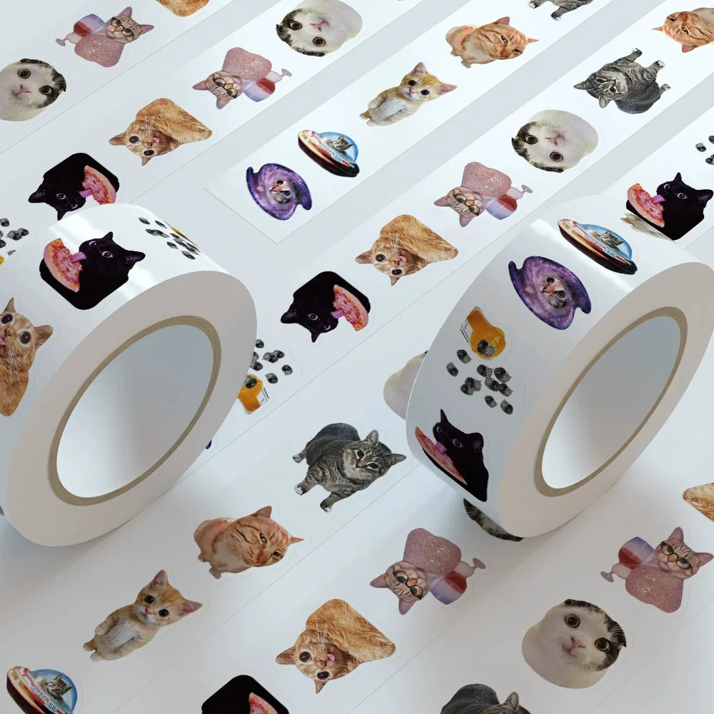 500 Stück niedliche Cartoon-lustige Katze, Meme, Siegelaufkleber, Rolle, Laptop, Telefon, Kühlschrank, Sammelalbum, Tagebuch, Aufkleber, Dekoration, Belohnung, Geschenk, Spielzeug