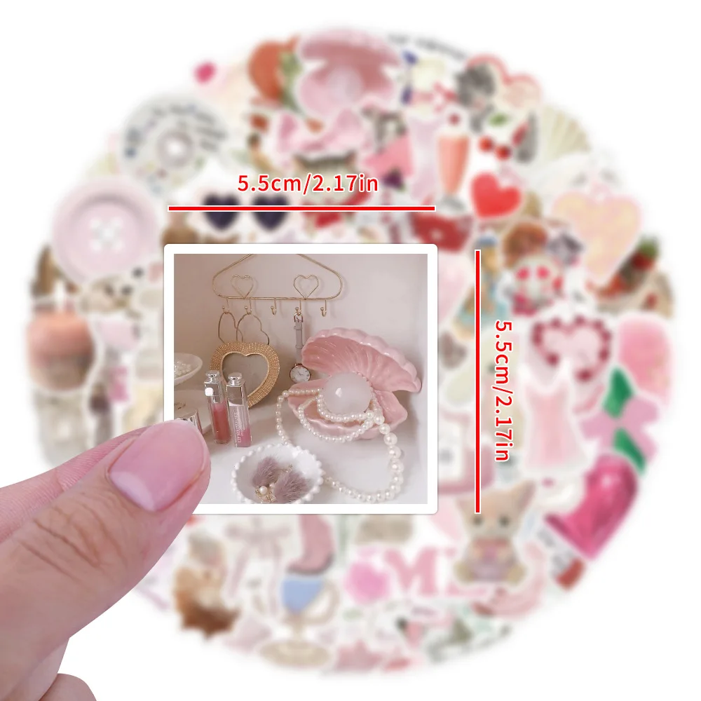 

60/120PCS INS Style Pink Cute Coquette Cartoon Stickers Aesthetic Decals Toy DIY Suitcase Guitar Laptop Girl Sticker Gifts