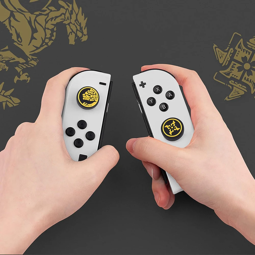 4ชิ้นปลอกแฮนด์จับแบบแอนะล็อกซิลิโคนลายการ์ตูนเข้ากันได้กับนินเทนโดสวิตช์ OLED/SWITCH lite/ SWITCH ฝาครอบป้องกันจอยสติ๊ก