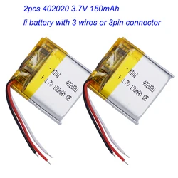 3.7V 150mAh 0.555Wh 402020 Replacement Li Lithium Battery Lipo JST 3Pin NTC Thermistor 3 Wires For Smart Watch GPS Camera Mouse