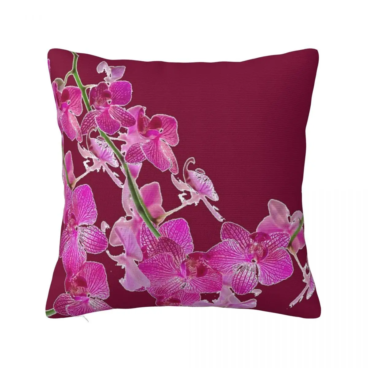 Burgundy Art Tropical Fuchsia-Pink Orchid Pillow Cushion Covers Pillow Covers Decorative Pillow Case Pillow Cover