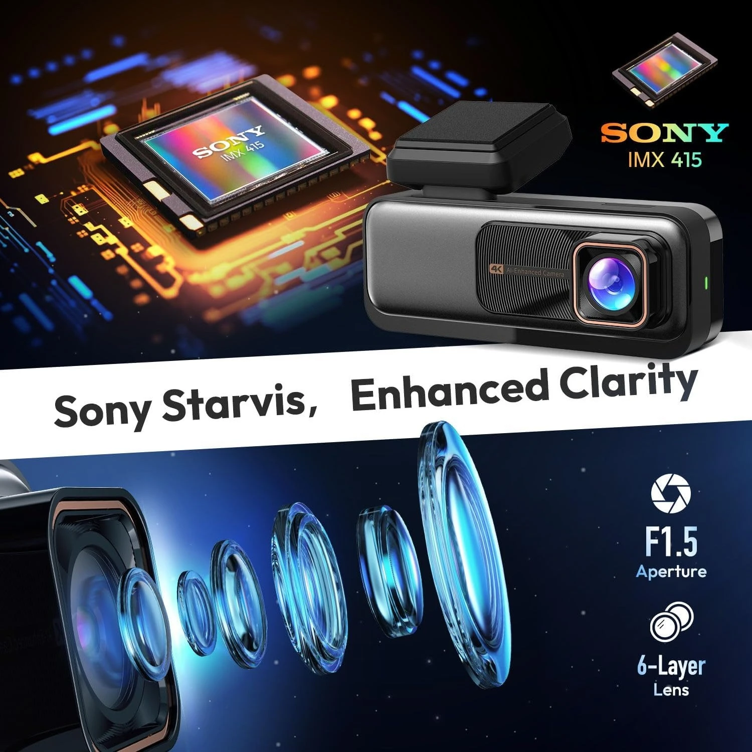 

4K Dash Cam Front and Rear, 170° Ultra Wide Dashcam with ADAS, Night Vision, 24/7 Parking Mode, Sony STARVIS Sensor,Hot Sale