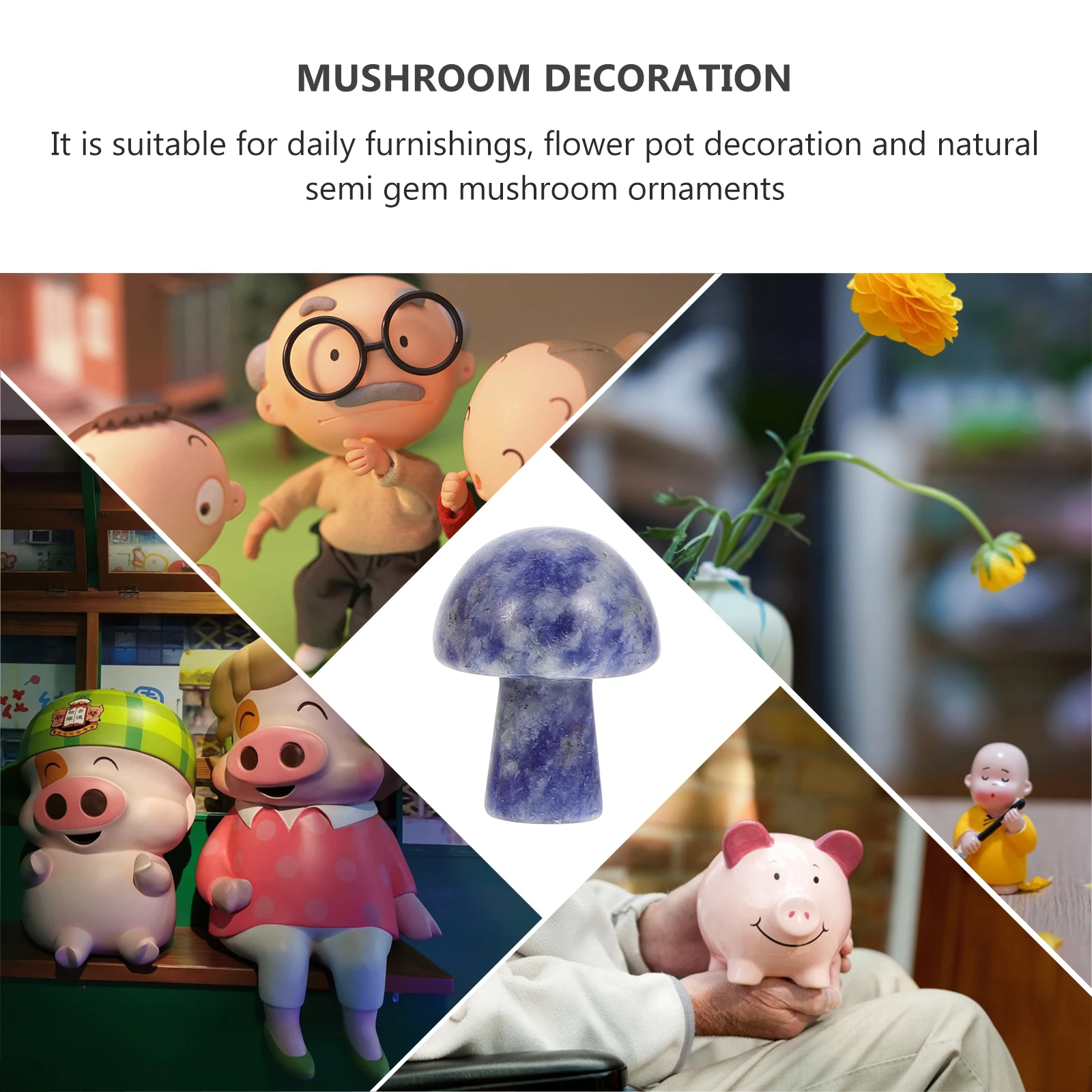 

Mushroom Decor Ornament Decorations Crystals Flowerpot Gem Stone