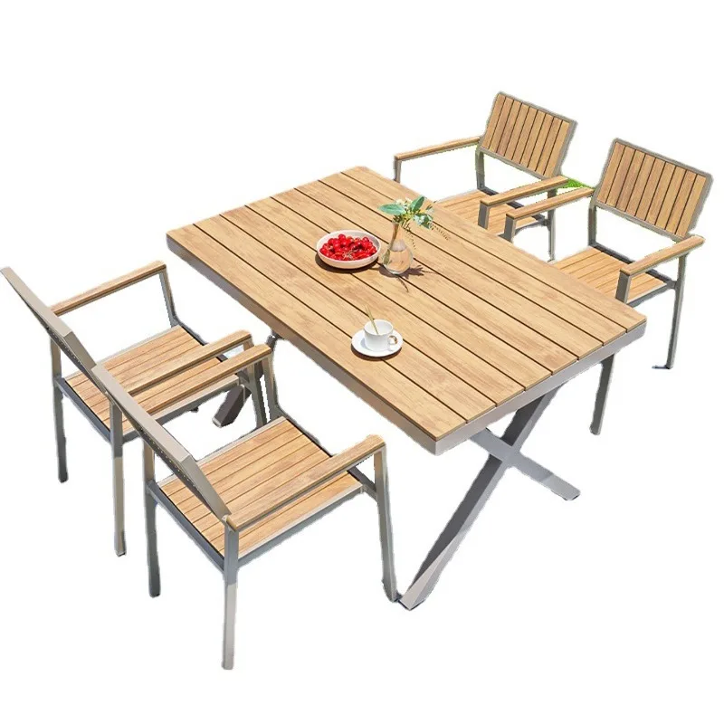 

Уличный пластиковый стол и стулья из древесно-полимерного композита для патио, сада, балкона, водонепроницаемые и устойчивые к солнцу.