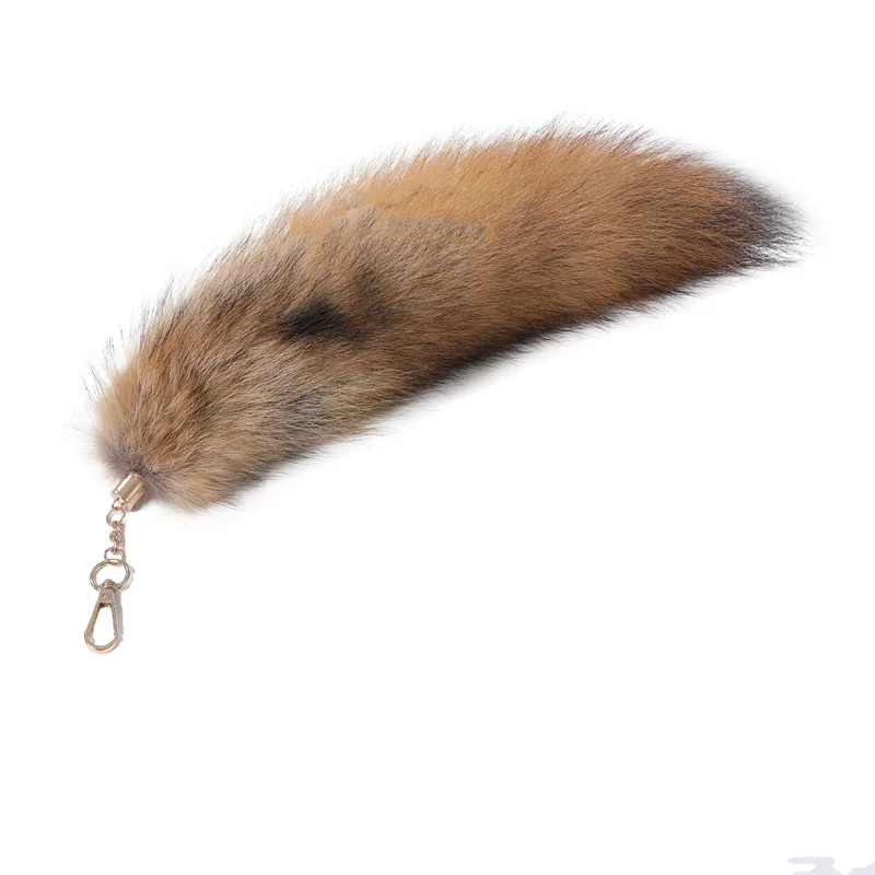 Plush-Fox Tail Keychain Furry Racoon Tail Keyring Keychain 28cm Animal Tail Key-Pendant Pompoms Keyring Holder Bag-Decor