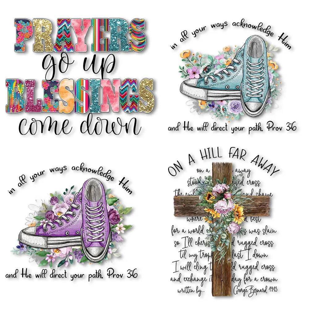 Christian Jesus Blessing Prayers Iron on transfers Thermal Stickers Prints For Clothes Patches on Tshirts