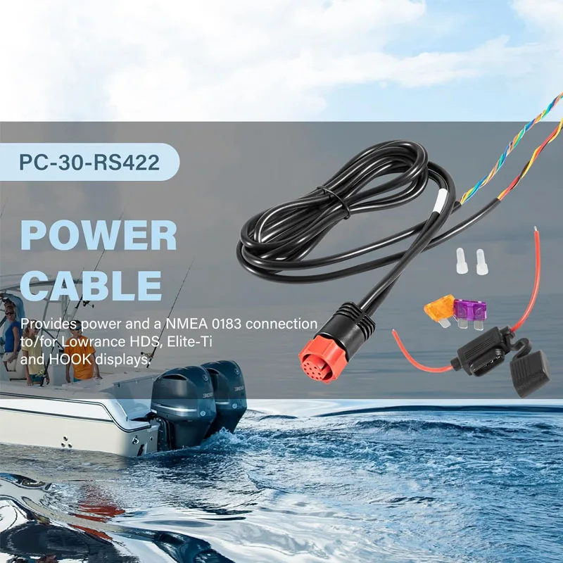 

000-0127-49 PC-30-RS422 сменный кабель питания для Lowrance Hds серии Elite Hook 4 Chirp, красный, двойной фоторазъем для связи