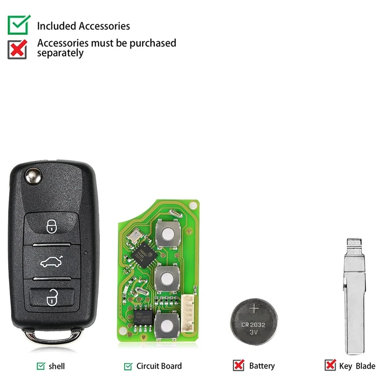 Remote Key Universal Wire Remote Key Fob 3 Button For Xhorse XKB510EN For VW B5 Type For VVDI Key Tool