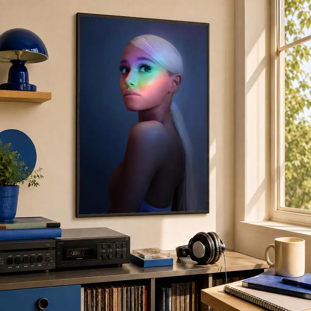 Singer A-Ariana Grande Poster HD PP Waterproof Wall Decor for Living Room Bedroom Gaming Room Cafe Unique Gift