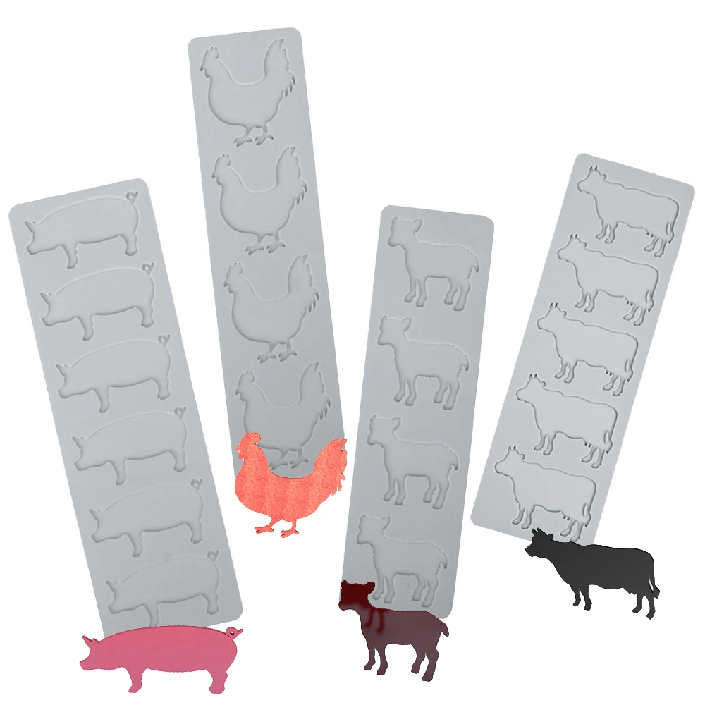 Bauernhoftiere Kuh Schaf Huhn und Schwein Design Sugarcraft Silikon Pad Spitzenmatte Schokoladensplitter Dessert Werkzeuge Küche Fondantform