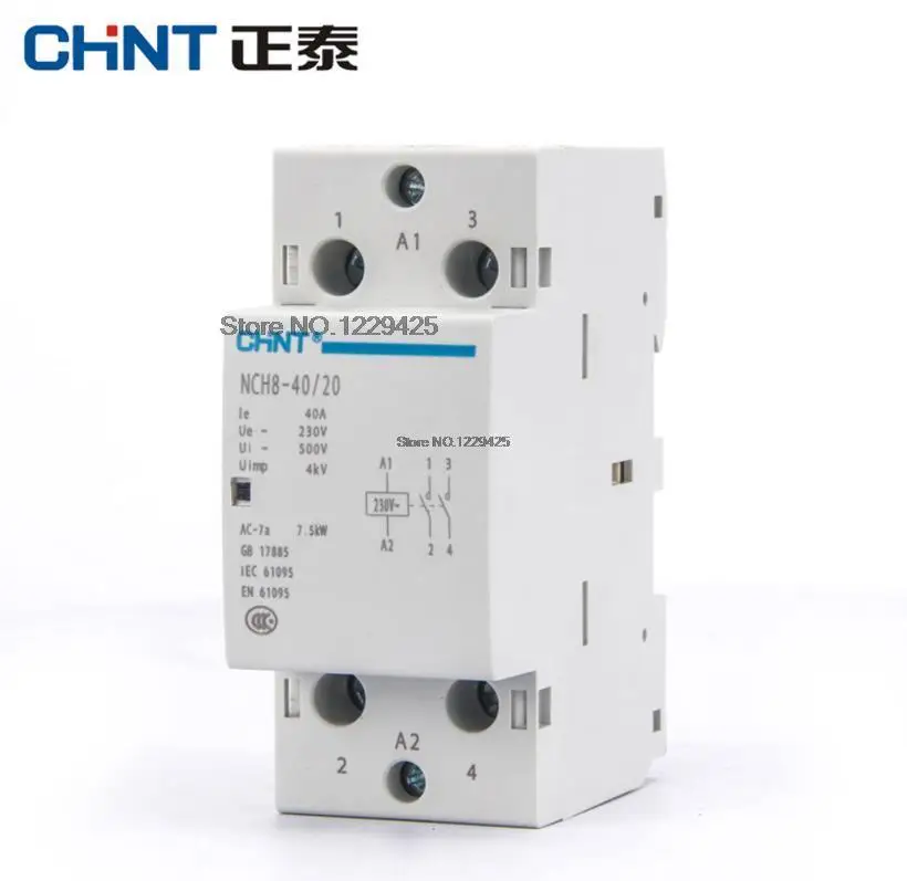 

CHNT CHINT NCH8-40 Modular AC household Contactor 220V 230V AC 50/ 40A 1NO 1NC 2NO 2NC