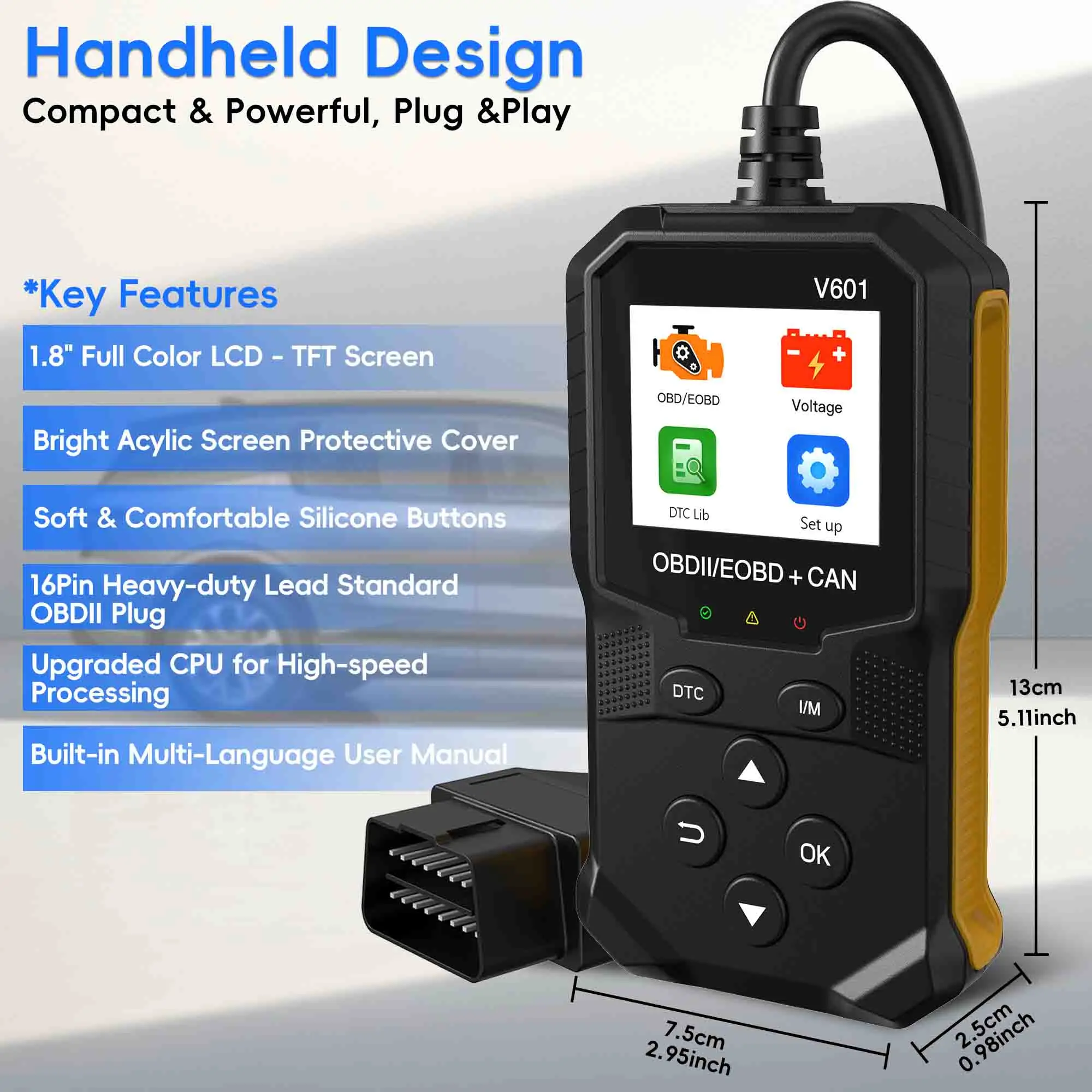 OBD2 Scanner Diagnostic Tool, Car Code Reader OBDII/EOBD Diagnostic Scan Tool for All Cars After 1996