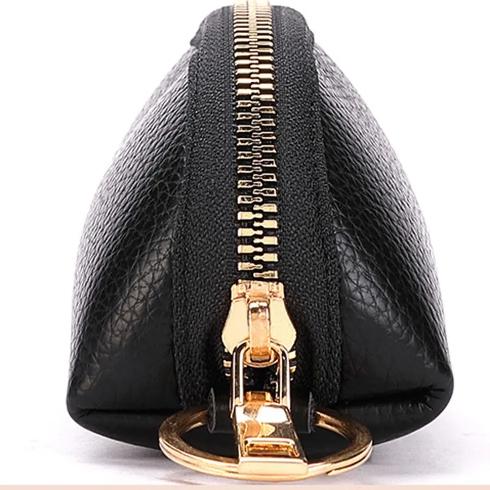 Key Pouch Fashion Zipper Key Holder Simple Zipper Closure Car Key Storage Bag PU Durable Car Key Protect Cover Household