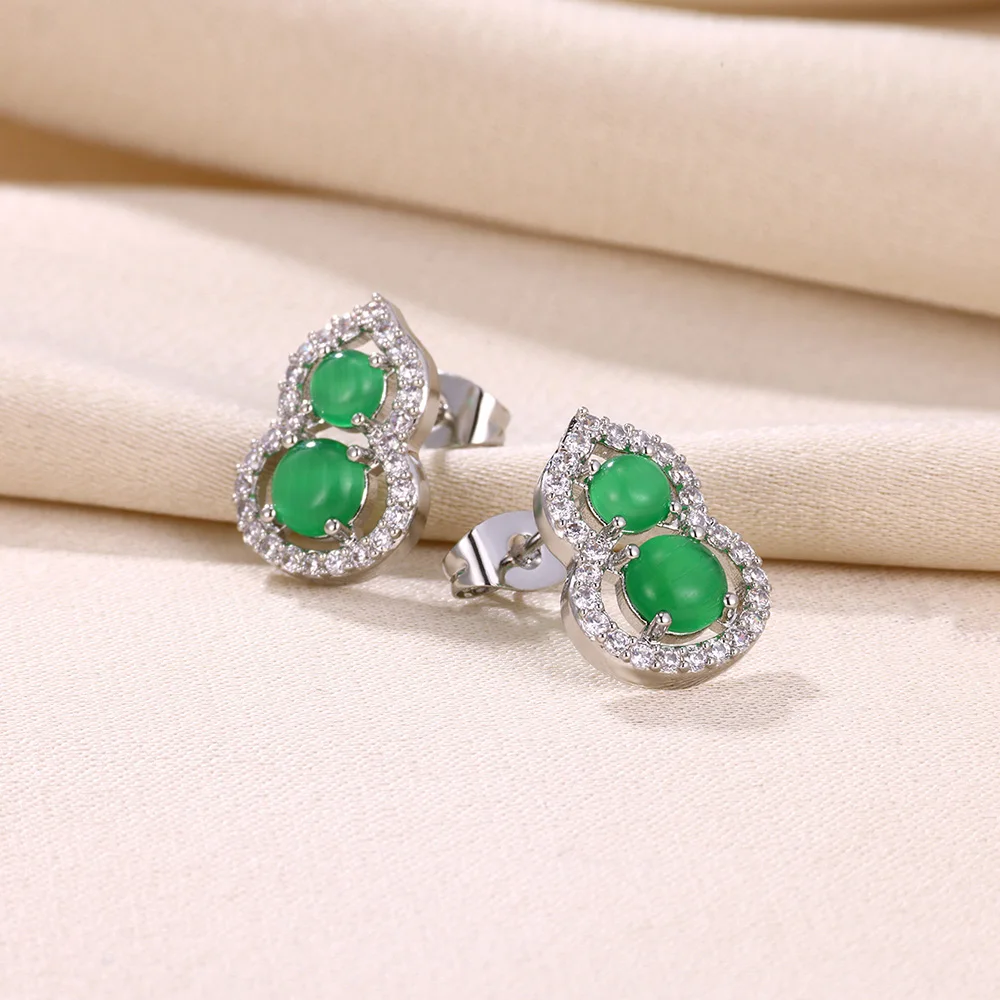 ต่างหูตุ้มหูป้องกันแบบมินิมอลต่างหูสีเขียวสวยทันสมัยสำหรับปาร์ตี้วันเกิดต่างหูเจาะหูเครื่องประดับ