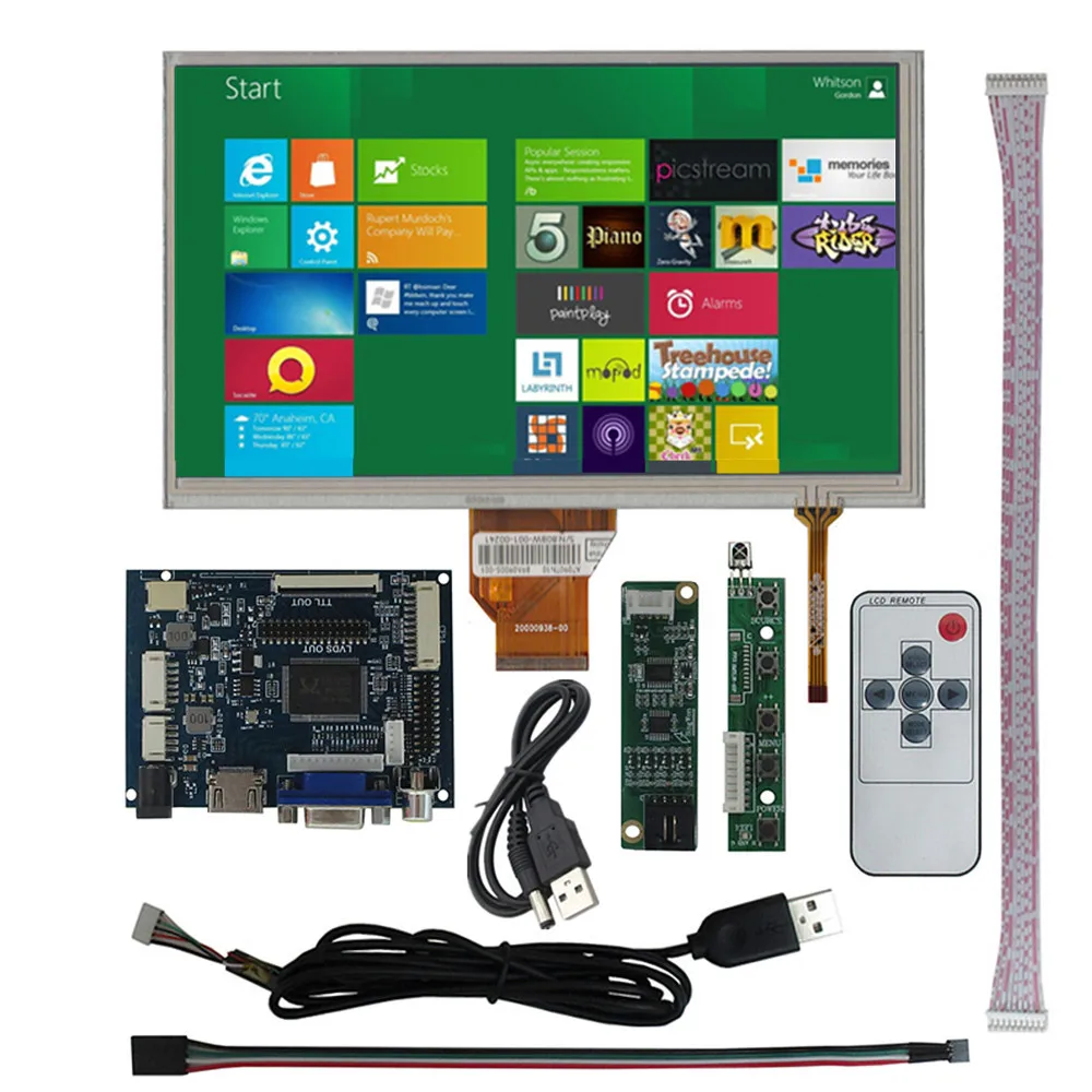 

9-дюймовый ЖК-экран AT090TN10, VGA AV, HDMI-совместимый драйвер, плата управления, дигитайзер, сенсорный экран для монитора Raspberry Pi
