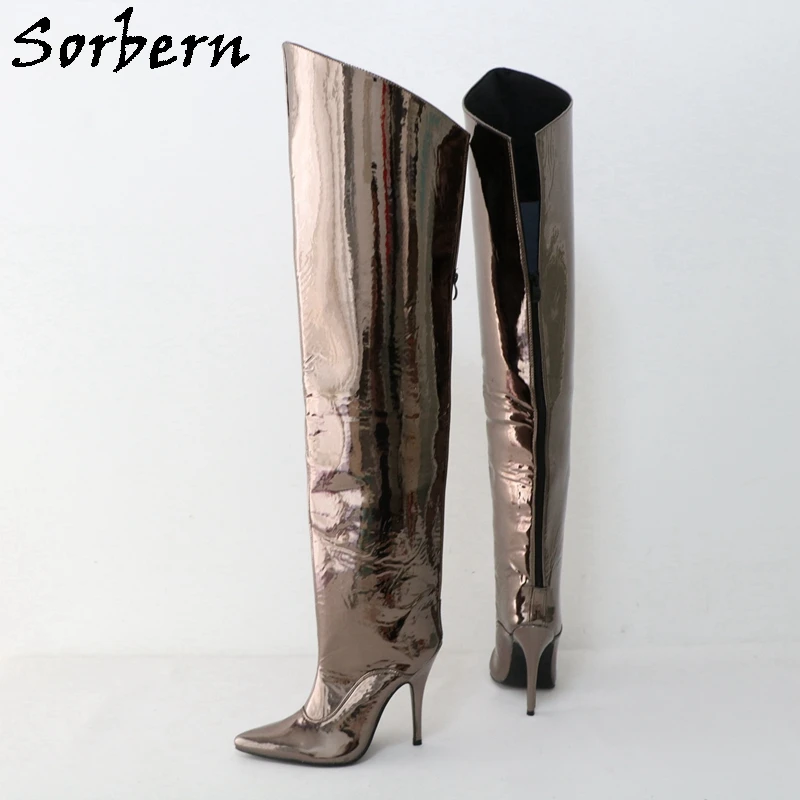 Sorbern 12Cm Over The Knee Boots Stiletto Hard Shaft Women Custom Color Mid-Thigh Boot White Fetish High Heel Boot Open Back