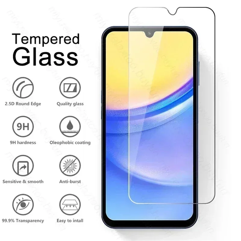 Protector de pantalla de vidrio templado para Samsung Galaxy A15 4G 5G, 2 uds., cristal protector Sumsung A 05 15 25 35 55 A05 A05s A25 A35 A55 5G