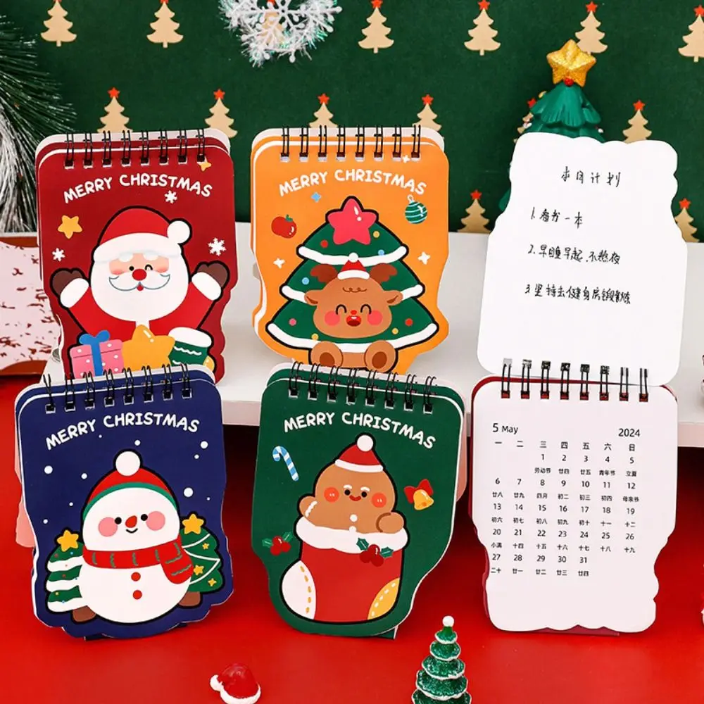 

Creative Cartoon 2024 Christmas Calendar Cute Paper Craft Special Shape Calendar Mini Desktop Calendar Office