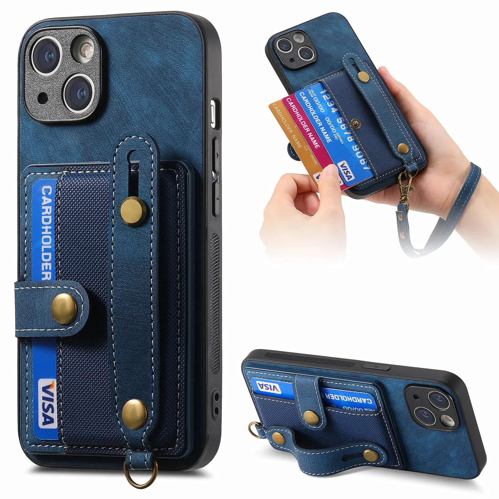 Case For Samsung Galaxy Note 20 Ultra 10 Plus 9 Luxury Leather Wrist Strap Finger Ring Visa Card Holder Cover